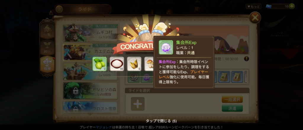 報酬には集会所Expもあります